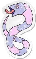 distressed sticker of a cartoon snake png