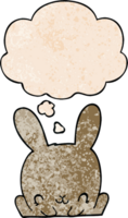 cartoon rabbit and thought bubble in grunge texture pattern style png