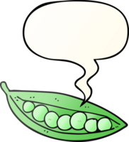 cartoon peas in pod and speech bubble in smooth gradient style png