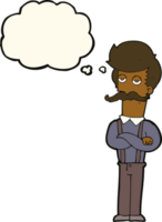 cartoon man with mustache with thought bubble png