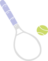 tecknad doodle tennisracket och boll png