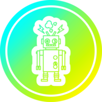 malfunctioning robot circular in cold gradient spectrum png