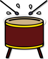 distressed sticker of a cute cartoon drum png