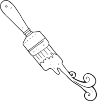 black and white cartoon paint brush dripping png