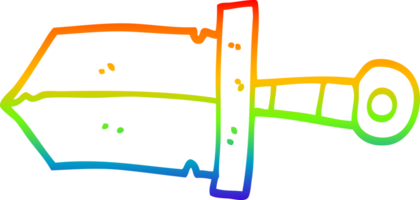 rainbow gradient line drawing cartoon dagger png