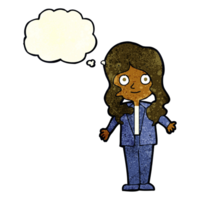 cartoon friendly business woman with thought bubble png