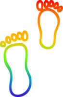 rainbow gradient line drawing cartoon foot prints png