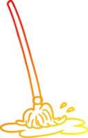 ligne de gradient chaud dessinant une vadrouille de dessin animé humide png