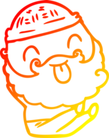 warme Farbverlaufslinie Zeichnung sitzender Mann mit Bart, der die Zunge herausstreckt png