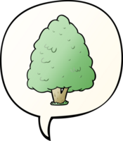 cartoon tall tree and speech bubble in smooth gradient style png