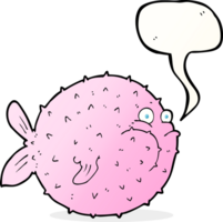 pez globo de dibujos animados con burbujas de discurso png