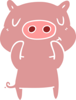 flat color style cartoon content pig png