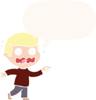 cartoon stressed out pointing and speech bubble in retro style png