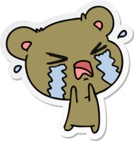 sticker cartoon of a cute crying bear png