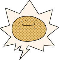 cartoon donut and speech bubble in comic book style png