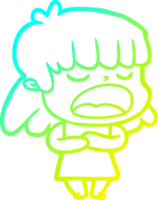 cold gradient line drawing cartoon woman talking loudly png