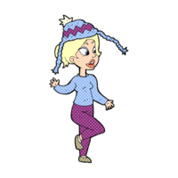 cartoon woman in knitted hat png