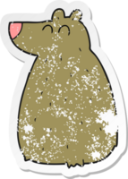 adesivo retrô angustiado de um urso de desenho animado png