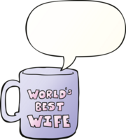 tasse de la meilleure épouse du monde et bulle de dialogue dans un style de dégradé lisse png