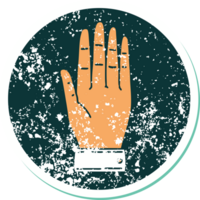 distressed sticker tattoo style icon of a hand png