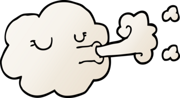 cartoon doodle cloud blowing a gale png