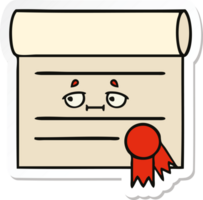 sticker of a cute cartoon certificate png