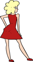 cartoon woman posing in dress png