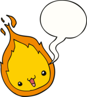 flamme de dessin animé mignon et bulle de dialogue png