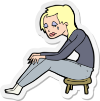 sticker of a cartoon crying woman png