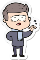 sticker of a cartoon tired man png