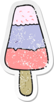 distressed sticker of a cartoon ice lolly png