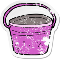 retro distressed sticker of a cartoon metal bucket png