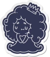 cartoon sticker of a cute kawaii princess girl png