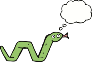 funny cartoon snake with thought bubble png