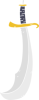 épée incurvée de dessin animé de style plat couleur png