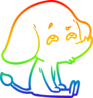 dibujo de línea de gradiente de arco iris elefante de dibujos animados recordando png