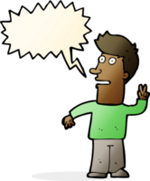 cartoon man making peace sign with speech bubble png