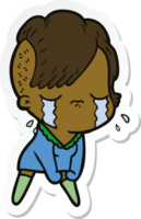 pegatina de una niña llorando de dibujos animados png