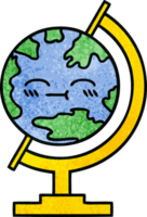 Retro-Grunge-Textur-Cartoon-Globus der Welt png