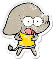 distressed sticker of a cute cartoon elephant png