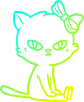 cold gradient line drawing cute cartoon cat png