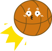 basket-ball de dessin animé rétro couleur plate png