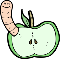 pomme de dessin animé avec ver png