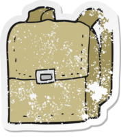 retro distressed sticker of a cartoon bag png