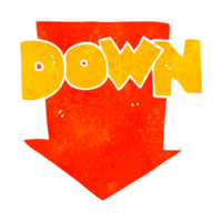 retro cartoon down arrow symbol png