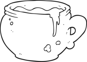 black and white cartoon mug of soup png