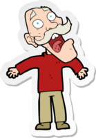 sticker of a cartoon terrified old man png