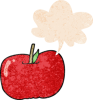 cartoon apple and speech bubble in retro textured style png