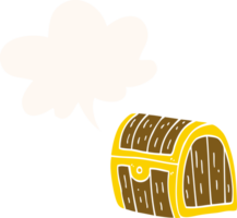 cartoon treasure chest and speech bubble in retro style png