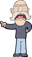 dessin animé vieil homme en colère png